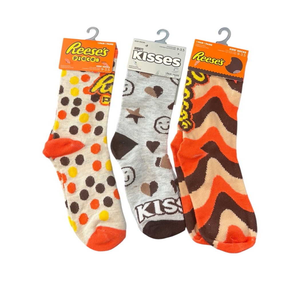 Kids Chocolate Themed Reese’s and Hersheys Kisses Socks NWT